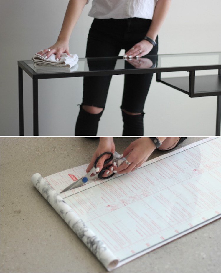 Okoreňte nábytok lepiacou fóliou - prepracujte svoj stôl Lepiaca fólia-nábytok-korenie-návod-počítač-stôl-kov-rám-sklo-mramor