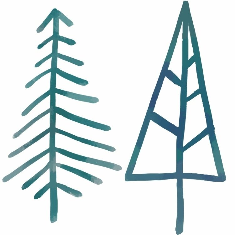 Okno s kriedovými ceruzkami - nápad na minimalistické vianočné stromčeky