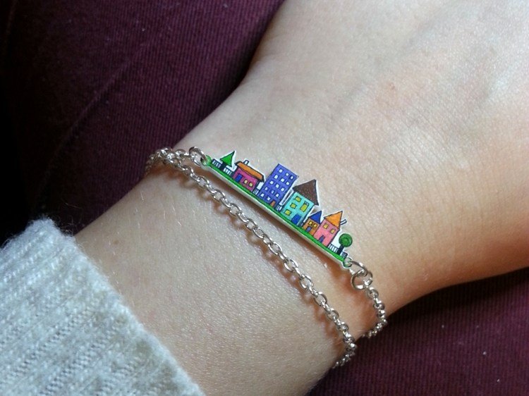 drotár zmršťovacie filmové náramky-idea-mesto-motív-farba