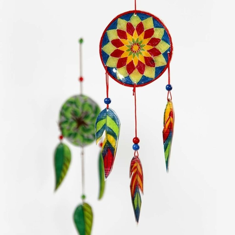 Zmršťovací film-drotár-lapač snov-vyrobte-perie-mandaly-korálky