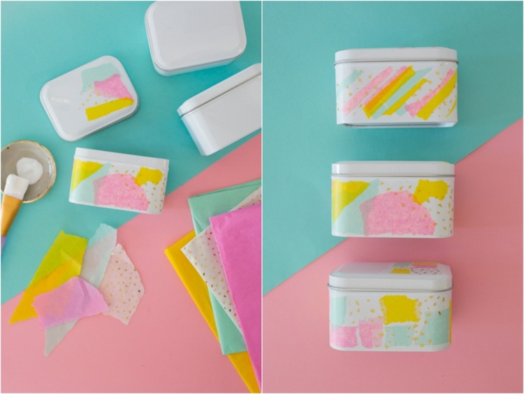 papierové pastelové farby ozdobia škatuľu a dajú ju na Veľkú noc