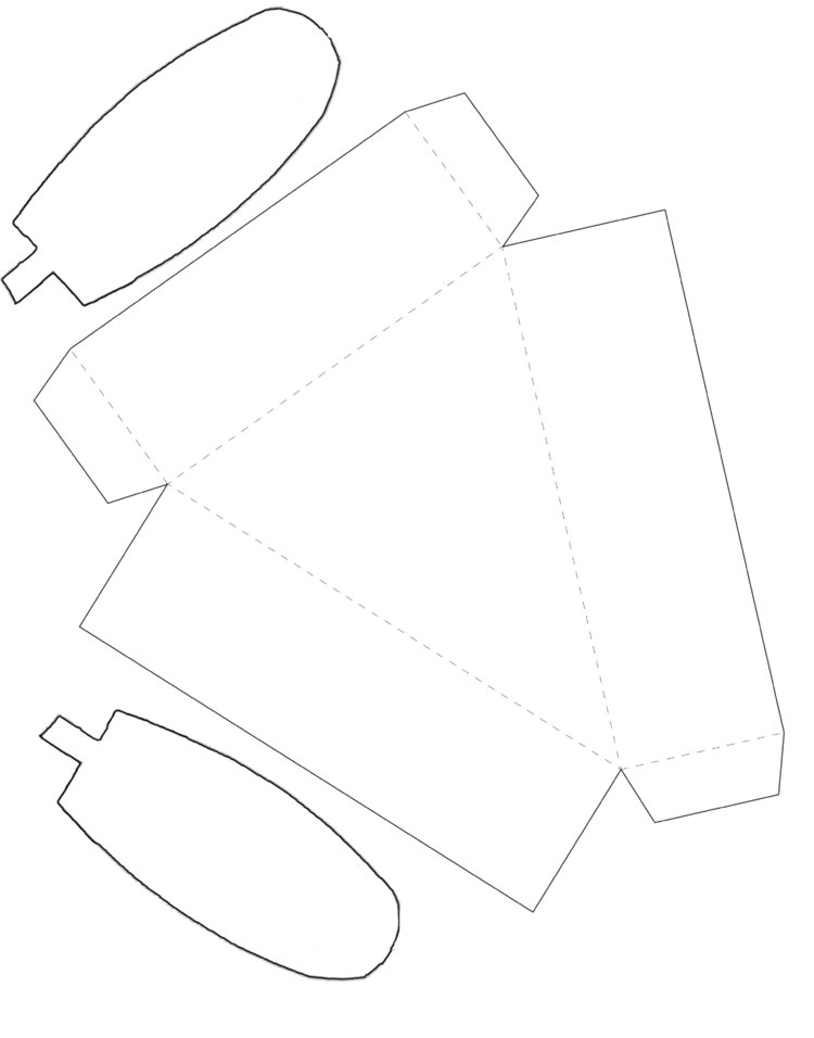 Šablóna trojuholníkového zajačieho uška v papierovej škatuľke na veľkonočné darčeky zadarmo