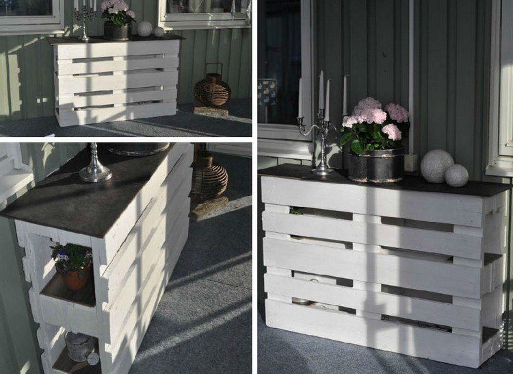 Barový pult vyrobený z dvoch novo lakovaných drevených paliet poličky na barové pulty-nápady-bielo-lakované-dekorácie-police