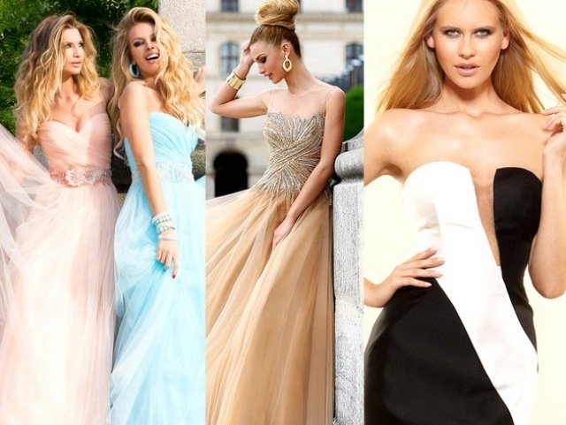 rôzne plesové šaty 2014 šifónový satén obloha-modrá-prírodné farby-čierno-biela-Abiturball