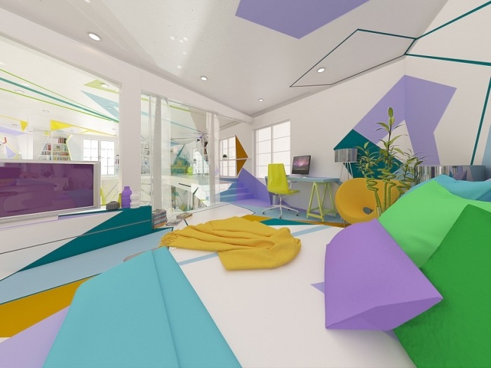 Dizajn-loft-byt-moderne-expresionisticky-navrhnuté-doplnkové farby