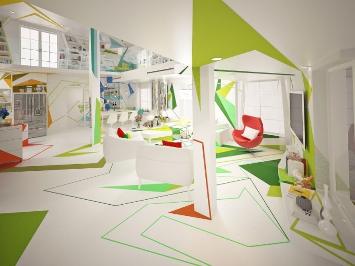 moderný-expresionistický-podkrovný byt-Brani & Desi-interiérový dizajn-s-farbami-a-tvarmi