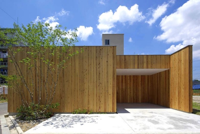 minimalistické domáce lamely z cédrového dreva osaka exteriér