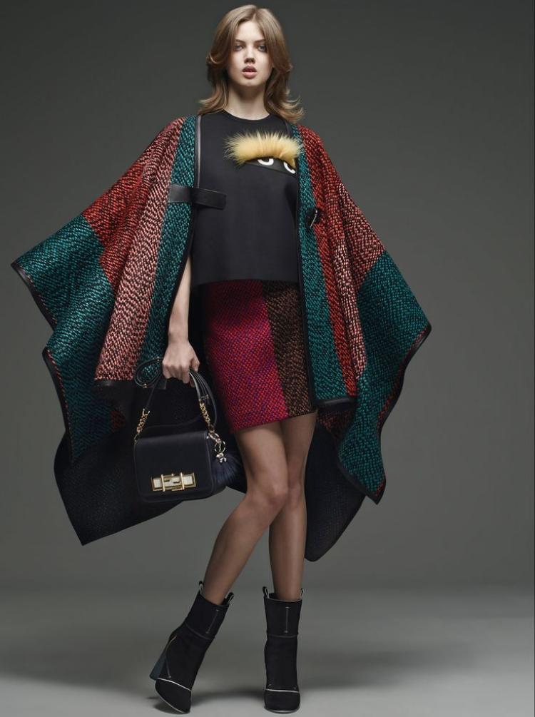 elegantné v pastelových farbách s pončo a sukňou z rovnakej látky taška na pončo-ženy-jeseň-elegantná-pastelových farieb-benzín-zelená-rock-boot