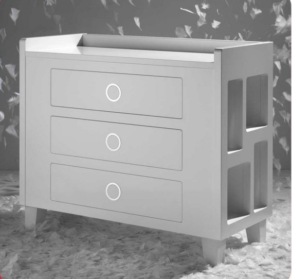 moderná skrinka do detskej postieľky biele zásuvky