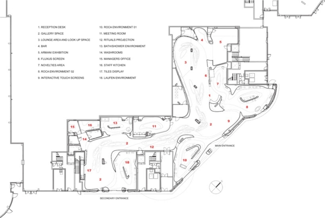 Distribúcia miestnosti plánu výstav kúpeľne