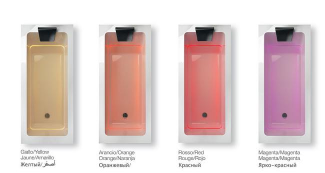 K dispozícii sú moderné farby osvetlenia LED s vaňou