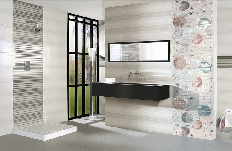 Navrhnite kúpeľňu - obklady s motívmi kvetov puster Moderné-kúpeľňa-obklady-puster-kvet-vzor-nápady