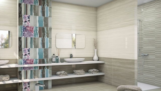 kombinovať moderný vzor dlaždíc do kúpeľne Vzory na dlaždiciach kombinujú nápady na stenu
