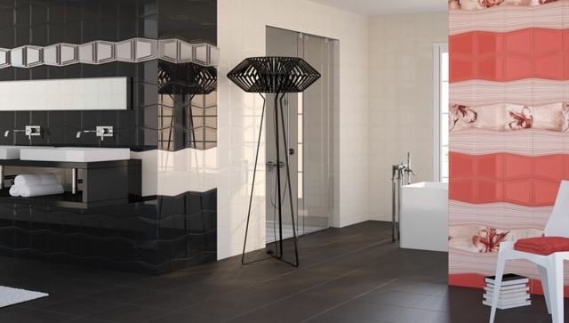 červená oranžová dlažba vzor stena kvetinové motívy Geometrické kvetinové motívy na stenách