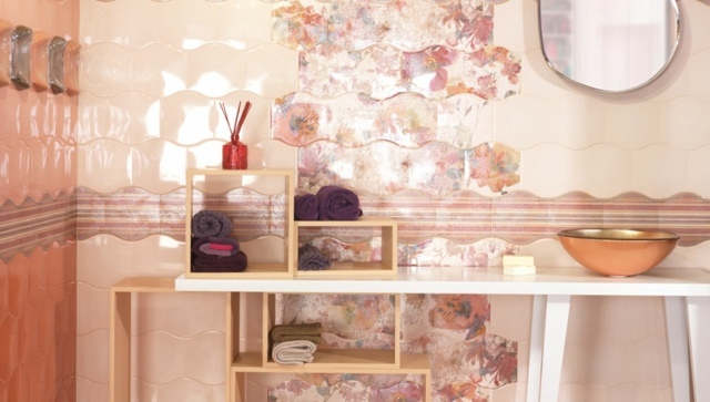 Kvety vzor stena vysoký lesk moderná dlažba Nástenné dlaždice s vysokým leskom moderné nápady do kúpeľne