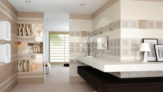 béžová stena vzor dlaždice moderné fotografie príroda Vzor dlaždice moderné fotografie príroda kúpeľňa