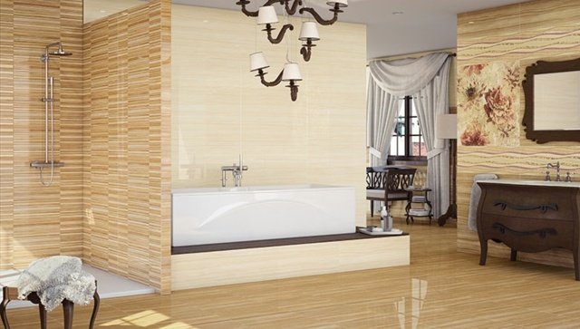 žlté béžové obklady na stenu nápady na dizajn kúpeľne Obklady na stenu nápady na dizajn kúpeľne klasické kvety