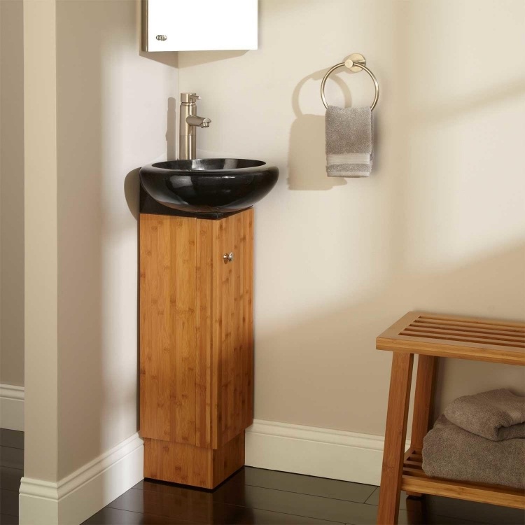 kúpeľňový nábytok-bambus-moderné-nápady-umývadlo-konzola-drevený-rohový-drez-faucet