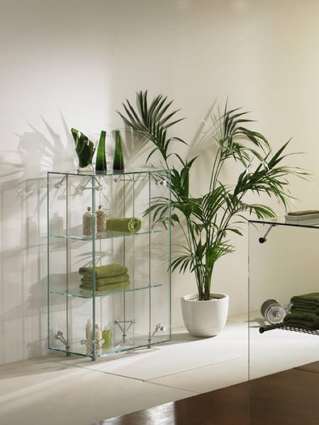 sklenená polica-moderná-kúpeľňa