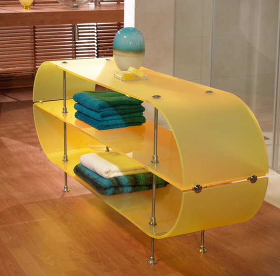 polička do kúpelne-žlté sklo