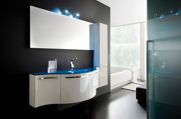 Umývadlový kúpeľňový nábytok biela-moderný dizajn-zakrivená čiara Umývadlový dizajnový nábytok biela krivka