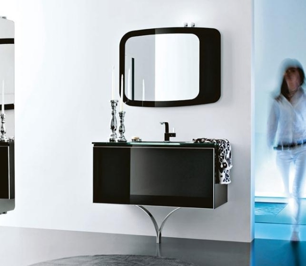 čierny kúpeľňový nábytok elegantný vysoký lesk artesi