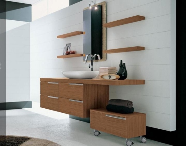 poličky na drevený kúpeľňový nábytok artesi