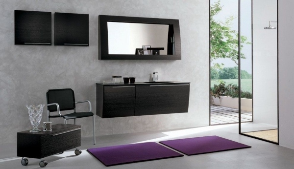 platinový kúpeľňový nábytok Artesi taburetka z tmavého dreva s kolieskami