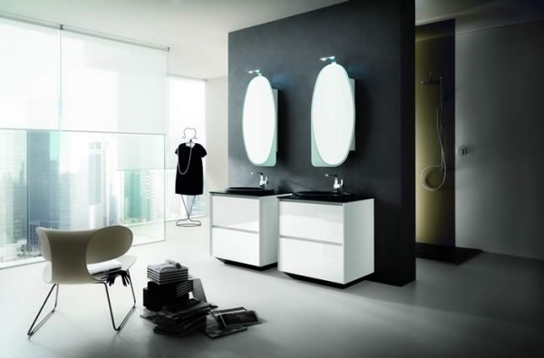 Moderný kúpeľňový nábytok Artesi čierno biely dva