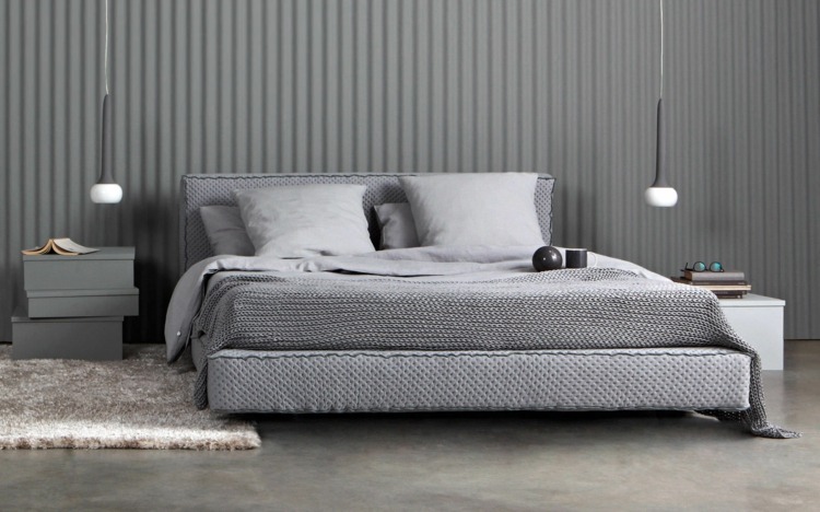 Svetlosivá, moderná farba postele vyzerá elegantne moderné postele-molton-letti-textil-sivá-elegancia-závesné svetlá