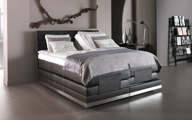 boxová pružinová posteľ vysoký matrac kožené čalúnenie tmavošedá box-pružinová posteľ-vysoký-matrac-kožené-čalúnenie-tmavošedá