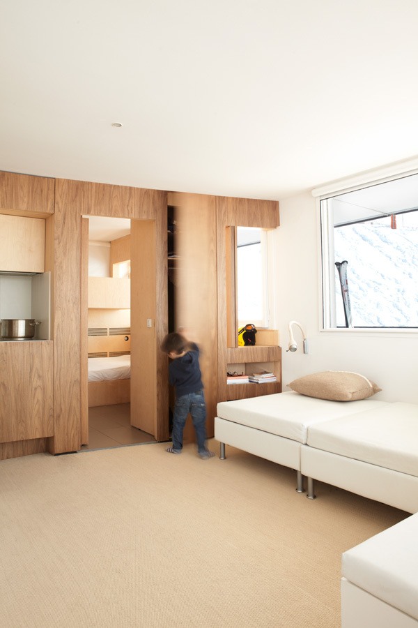 Moderná chata-francúzsko-drevená stena