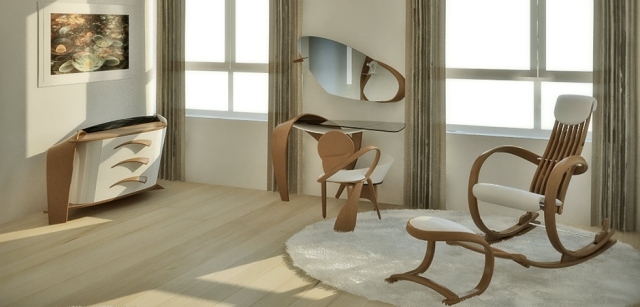 nábytok do spálne drevený hojdací kreslo toaletný stolík