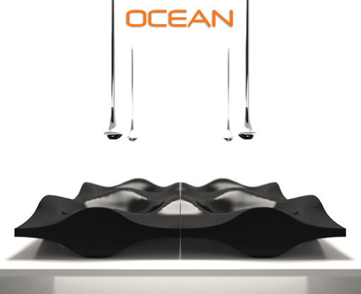 ocean design umývadlo čierne vlnové pásmo