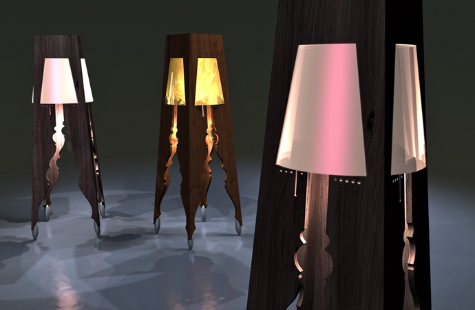liviu dizajn stojacej lampy vyrezaný tienidlo