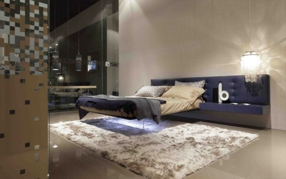 LED osvetlenie pod posteľ béžová nástenná dizajnová posteľ futuristické postele-krídlo-systém-od-Presotto