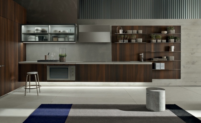 Policový systém sklenená skrinka na drevo