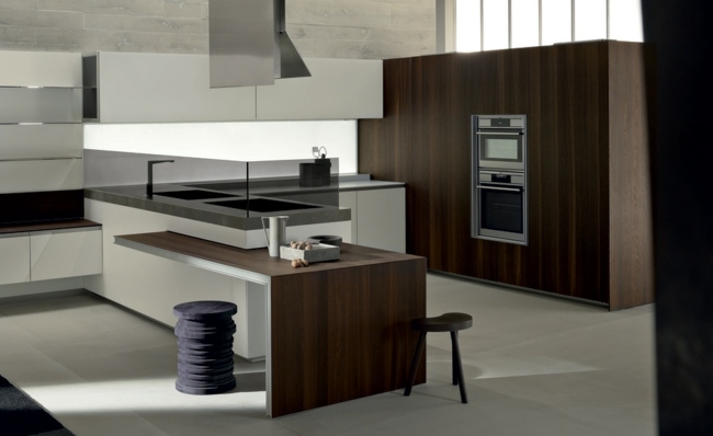 Nástenná skrinka kuchynský ostrovček biela tmavá farba dreva