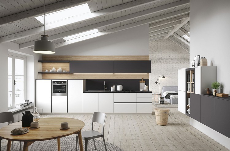 moderne vybavená kuchyňa-otvorený plán-obývacia izba-jedáleň-obývacia časť