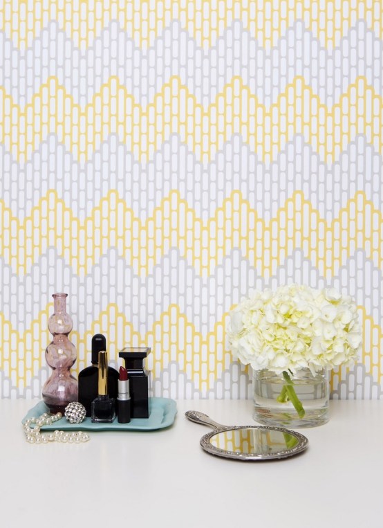 Vzorovaná vliesová tapeta geometrická dekorácia na stenu