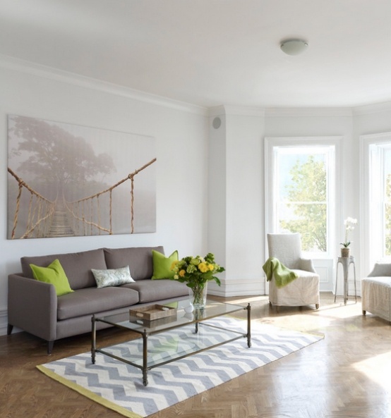 Koberec cik cak bielo-čierna nápady na vybavenie obývačky