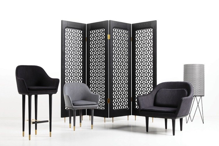 Moderné jedálenské stoličky - dizajnové čalúnené stoličky s podrúčkami z kolekcie Lunar Moderné jedálenské stoličky -designer-šedá-škrupina-čalúnenie-tmavé-lunárne