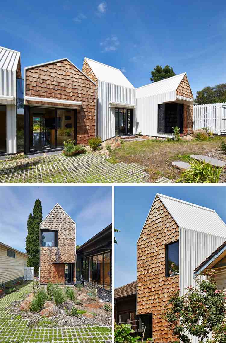 Dom s rozloženými štruktúrami v Austrálii moderný-fasádny-drevený šindeľ-architekt-dom-ofset-budova-biela