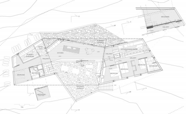 architekti jva plánujú skrútenú kabínu Moderná rekreačná chata Nórsko jva architekten plan