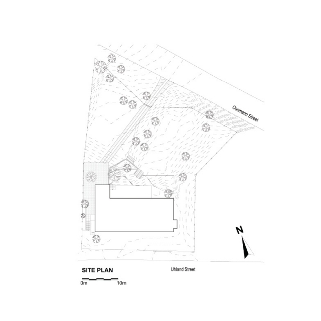 Poloha-plán terénu-namíbijský dom Zrekonštruovaný-Dom-Vodopád-Munting-Architekti