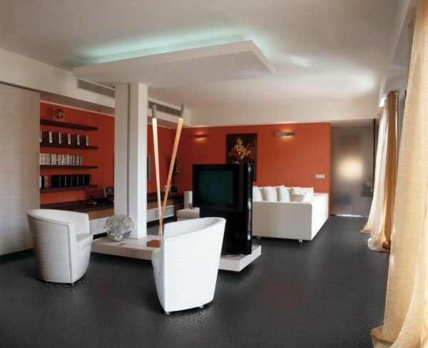 dlažba tango obývacia izba sivé kvetinové motívy