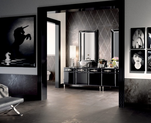 Luxusné obkladové vybavenie do kúpeľne-čierne zlato