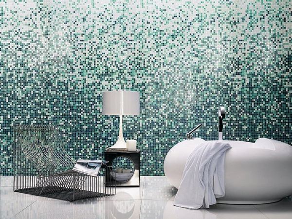 Mozaikové dlaždice do kúpeľne kladú nápady na dizajn