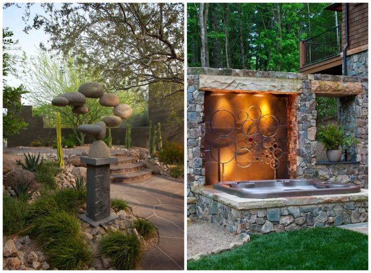 moderné-záhradné-umenie-abstraktné-kameň-kov