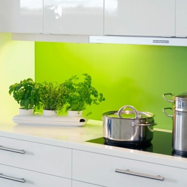 Sklenené osvetlenie zadnej steny splash guard sporák originálna dekorácia bonsai